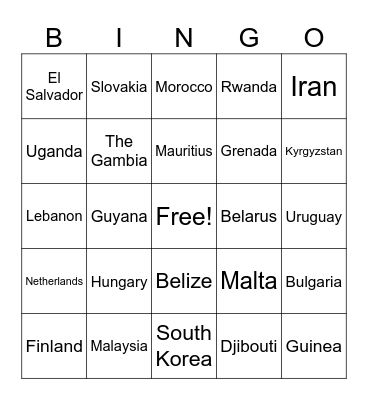 WORLD BINGO Card