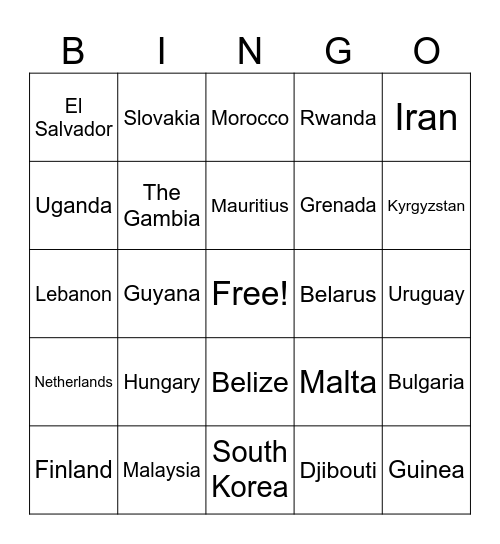 WORLD BINGO Card