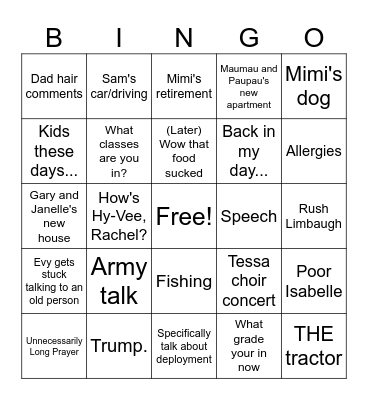 Thanksgiving Bingo Card