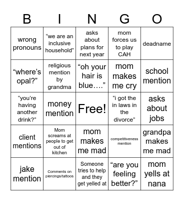 Thanksgiving Bingo Card
