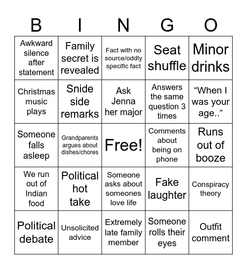 Unhinged TGD Bingo Card