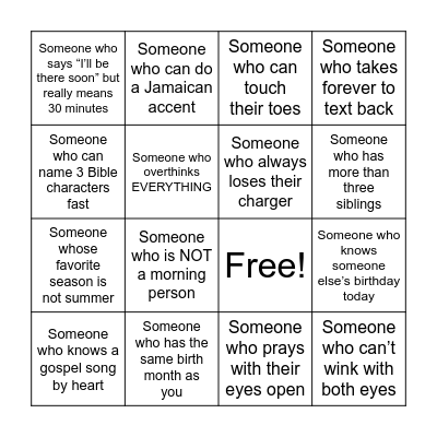 People Bingo Card