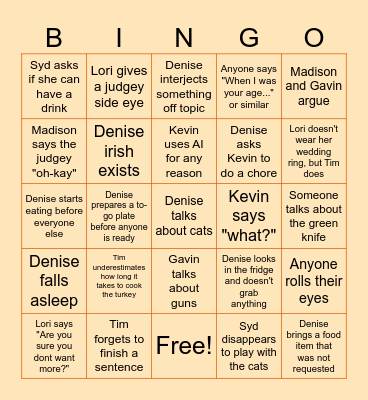 Thanksgiving Bingo Card