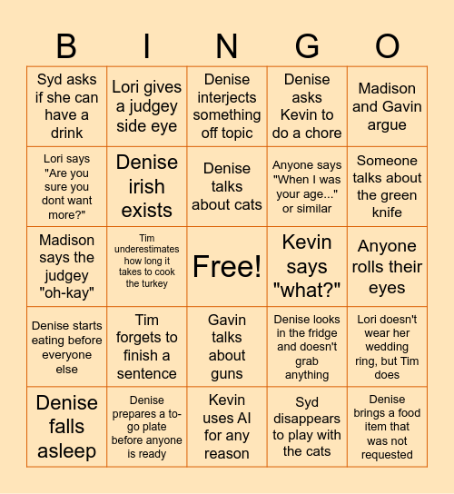 Thanksgiving Bingo Card