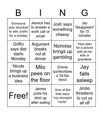Thanksgiving Bingo Card