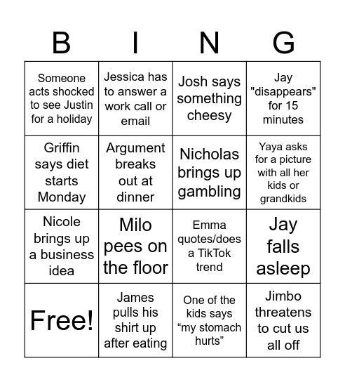 Thanksgiving Bingo Card