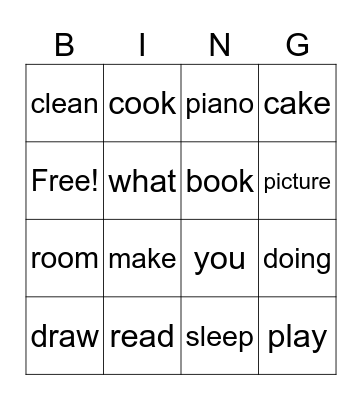 L10. I'm cooking. Bingo Card