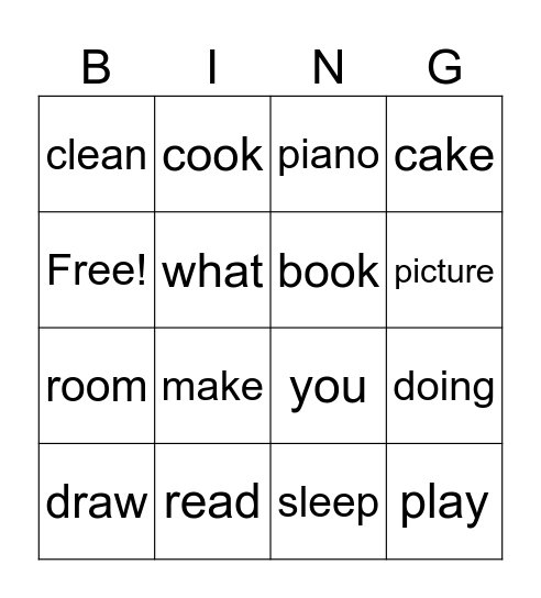 L10. I'm cooking. Bingo Card