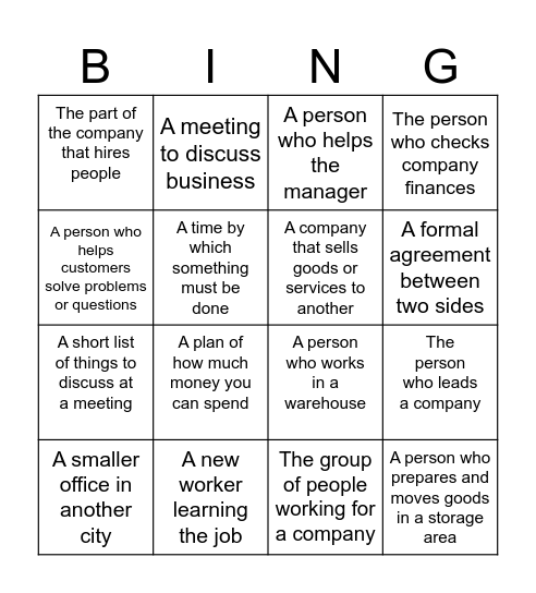 JOBS Bingo Card