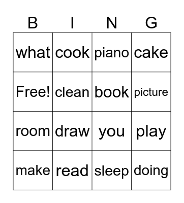 L10. I'm cooking. Bingo Card