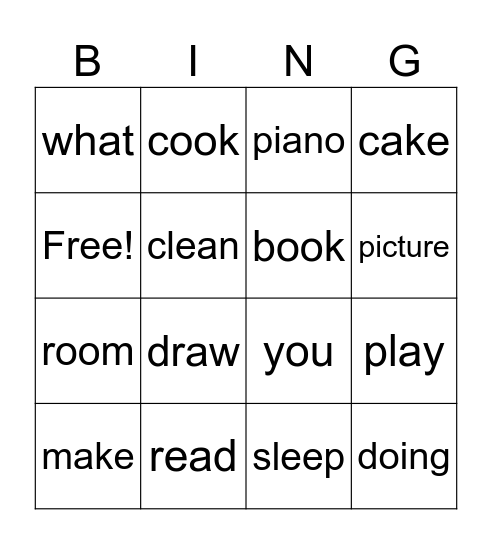 L10. I'm cooking. Bingo Card