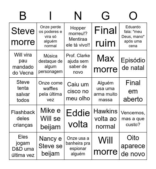 Bingo da Nathy - ST Bingo Card