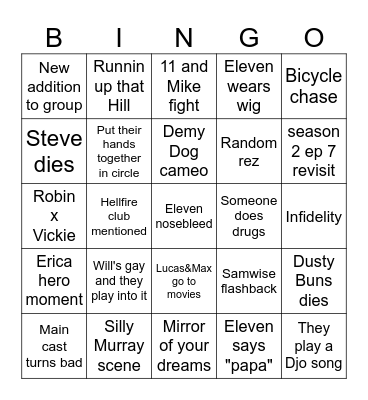 Stranger Tings Innit Bingo Card