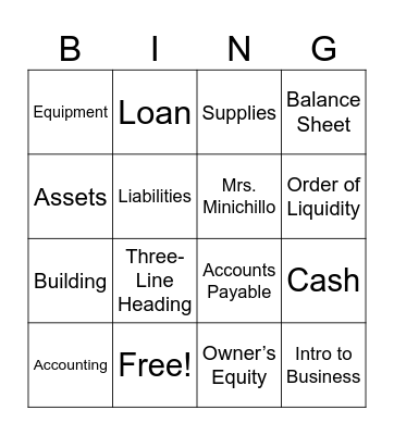Accounting Bingo Card