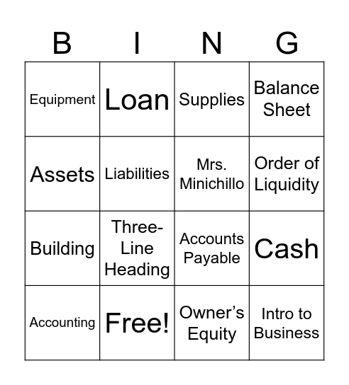 Accounting Bingo Card