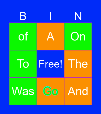 Sight words Bingo Card