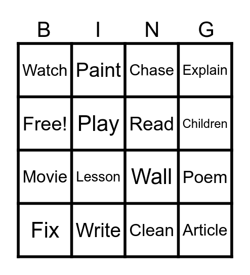 Active Voice Bingo Card