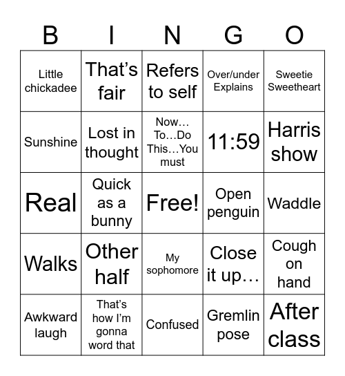 Harris Bingo Card