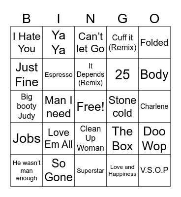MUSIC BINGO Card