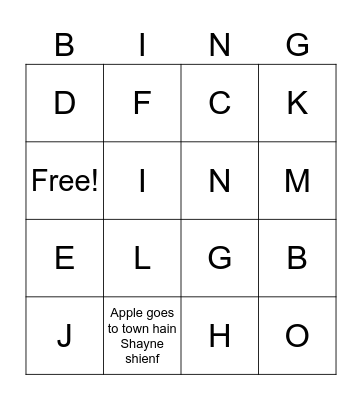 Thanksgiving Bingo Card