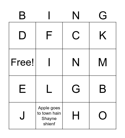 Thanksgiving Bingo Card