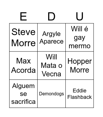 Stranger Things 5 Bingo Card