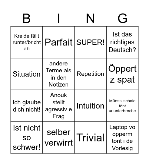 Geometrie Bingo Card