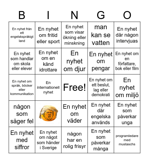 nyhets bingo Card