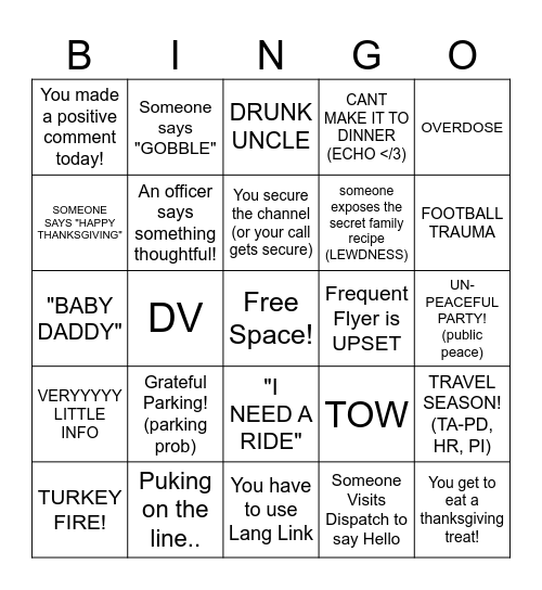 🍂 🦃 THANKSGIVING 2025 🦃🍂 Bingo Card