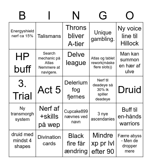 Mikkel Bingo Card