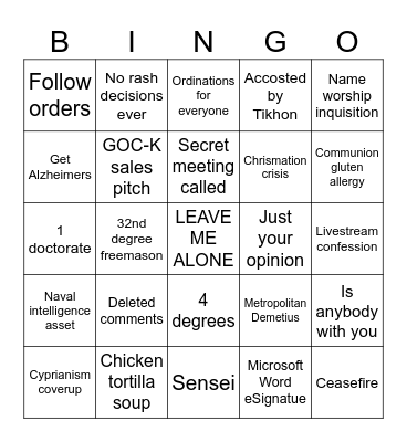 St. Peter the Aleut Parish Bingo Card