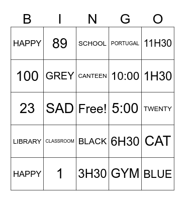 BINGO CARD ( 4TH GRADE SOCASA) Bingo Card