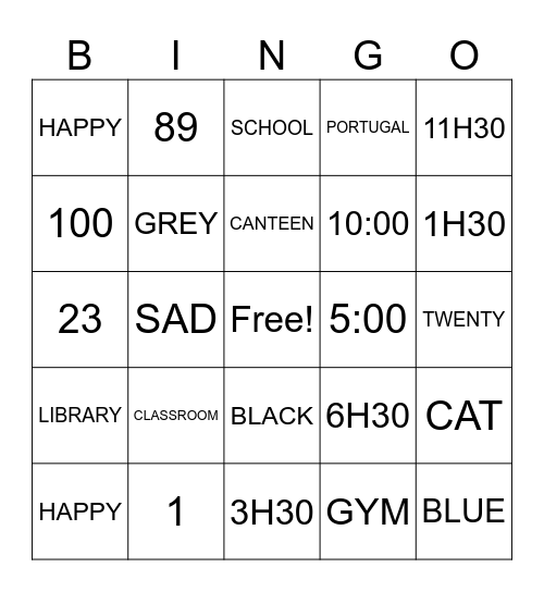 BINGO CARD ( 4TH GRADE SOCASA) Bingo Card