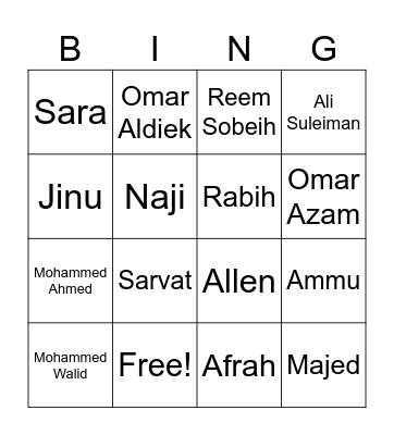 Fun Facts Bingo Card