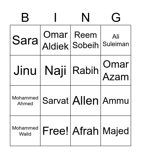 Fun Facts Bingo Card