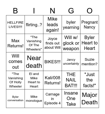 STRANGER THINGS 5 VOLUME 1 BINGO Card