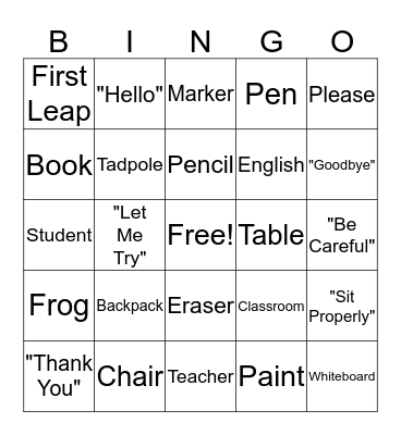 CLASSROOM Bingo Card