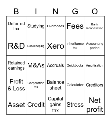 Bingo for accountants Bingo Card