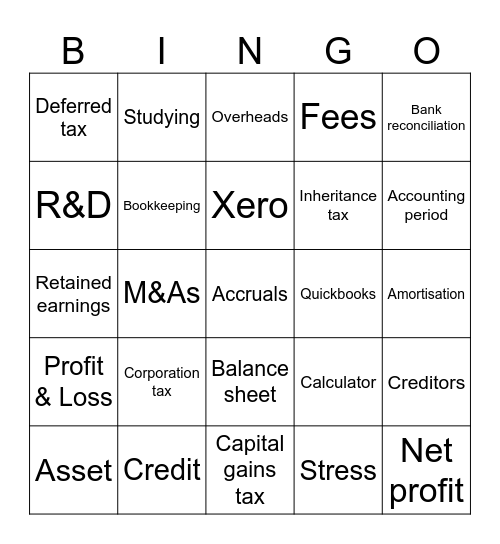 Bingo for accountants Bingo Card