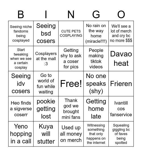 TGK MATSURI BABYSITTERS BINGO Card
