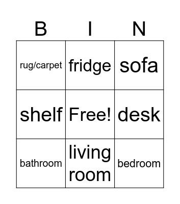 At home Bingo Card