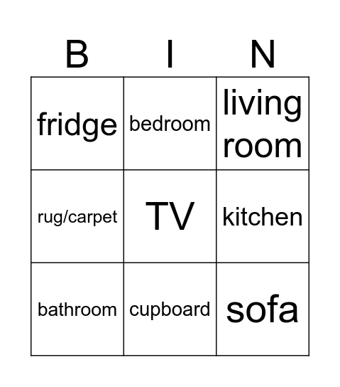 At home Bingo Card