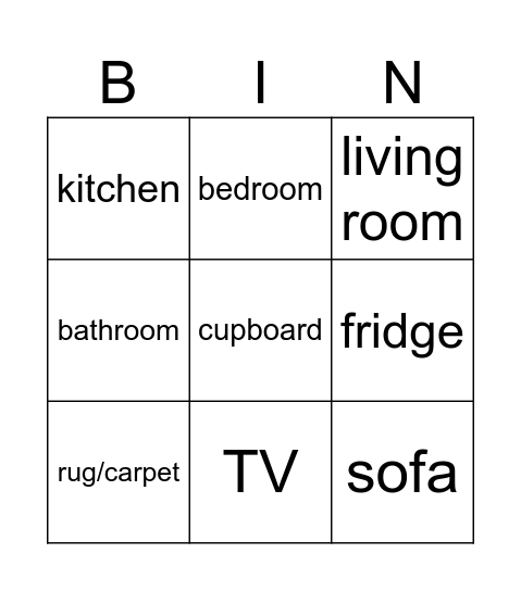At home Bingo Card