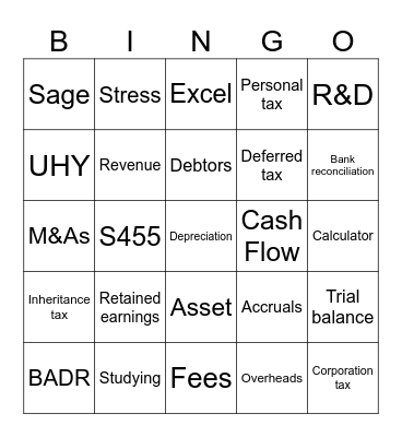 Bingo for accountants Bingo Card