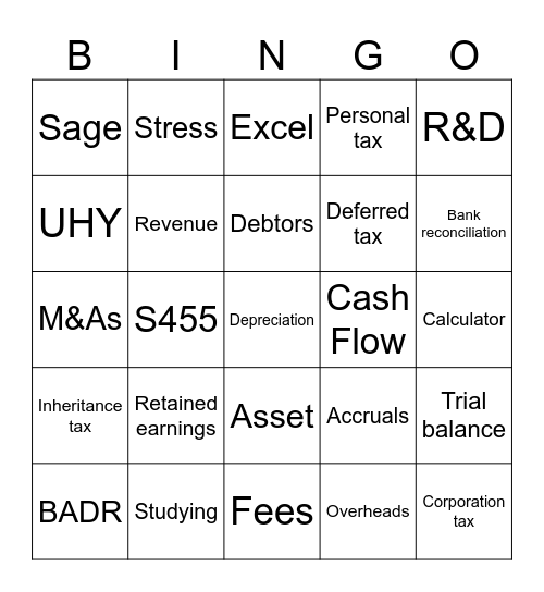 Bingo for accountants Bingo Card