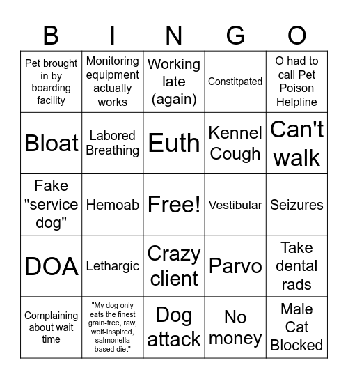 Vet Med BINGO! Bingo Card
