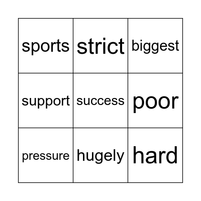 pushy parents bingo Card