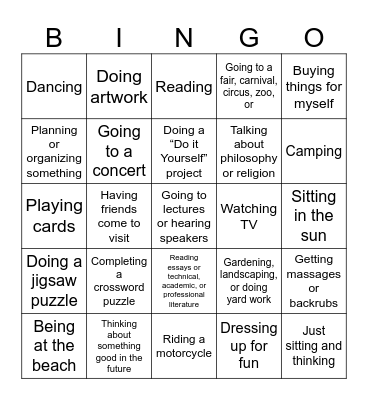 Pleasure/Mastery BINGO Card