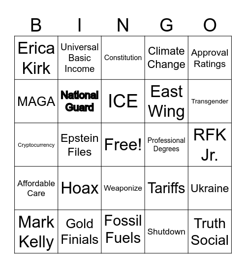 Agree to Disagree Bingo Card