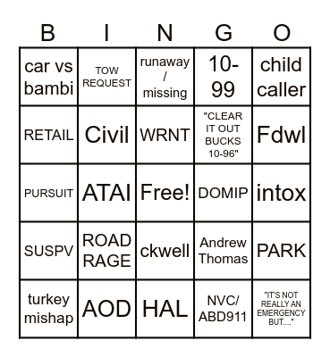 DISPATCH THANKSGIVING Bingo Card